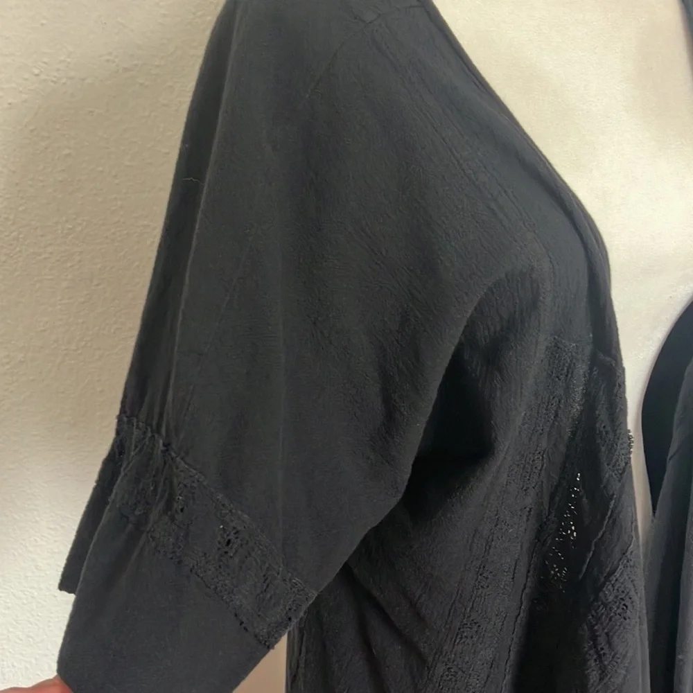 Dunes Relaxed Fashion 100% Cotton Black Open Cardigan Swimsuit Cover Up Large - Picture 12 of 12